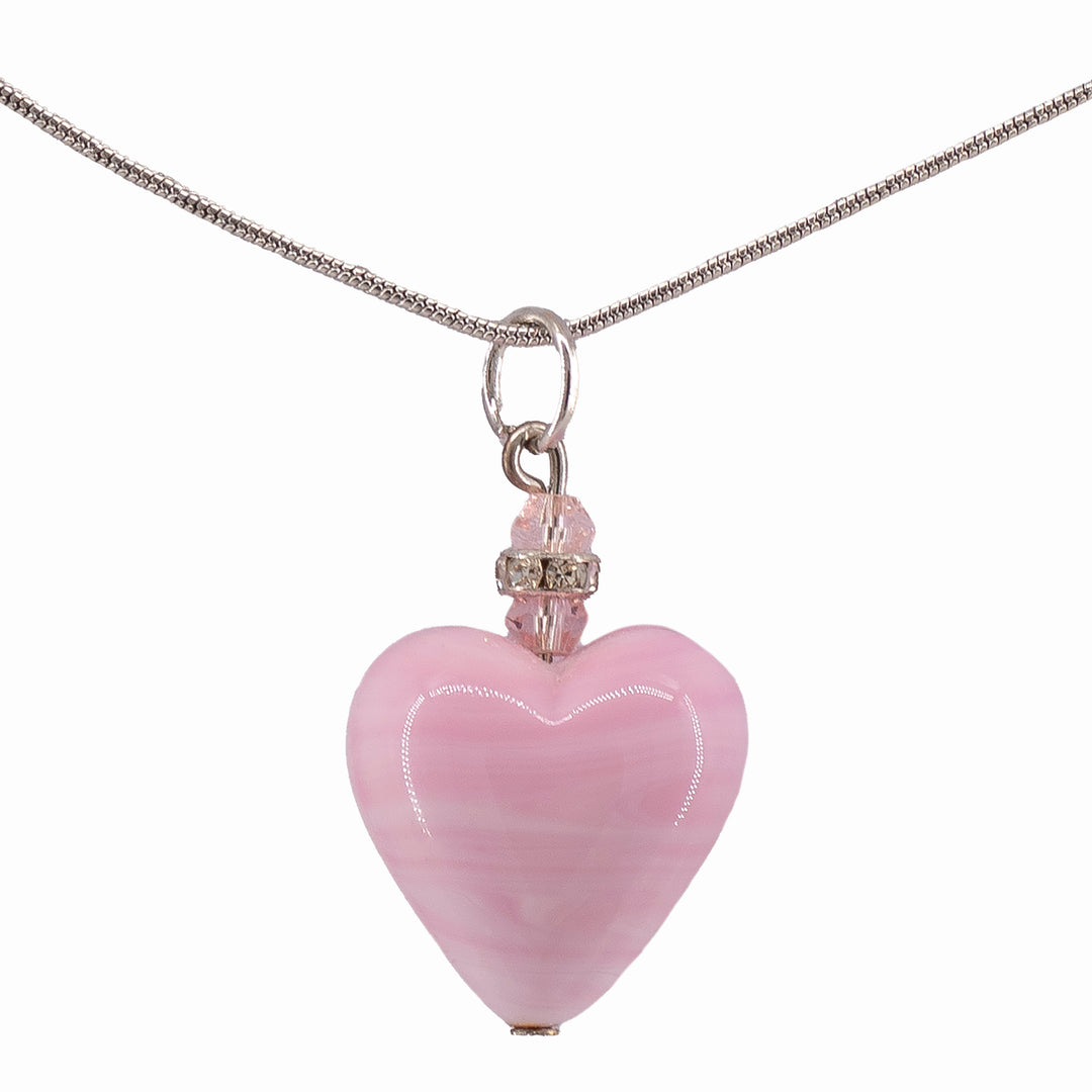 PENDENTE CATENINA SNAKE CUORE PASTELLO MURRINA ROSA