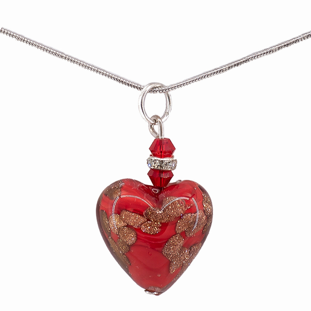 PENDENTE CUORE PICCOLO AVVENTURINA IN VETRO DI MURANO ROSSO