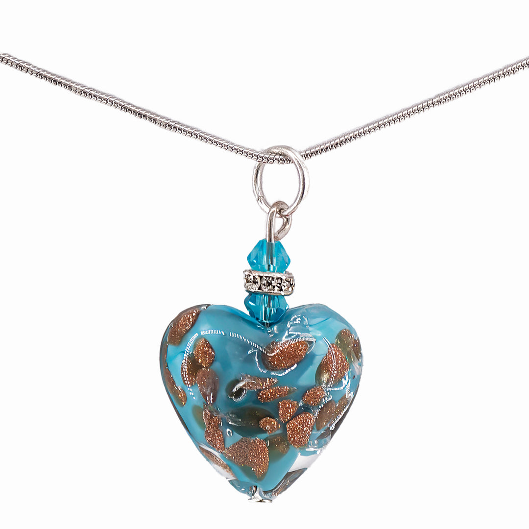 PENDENTE CUORE PICCOLO AVVENTURINA IN VETRO DI MURANO TURCHESE