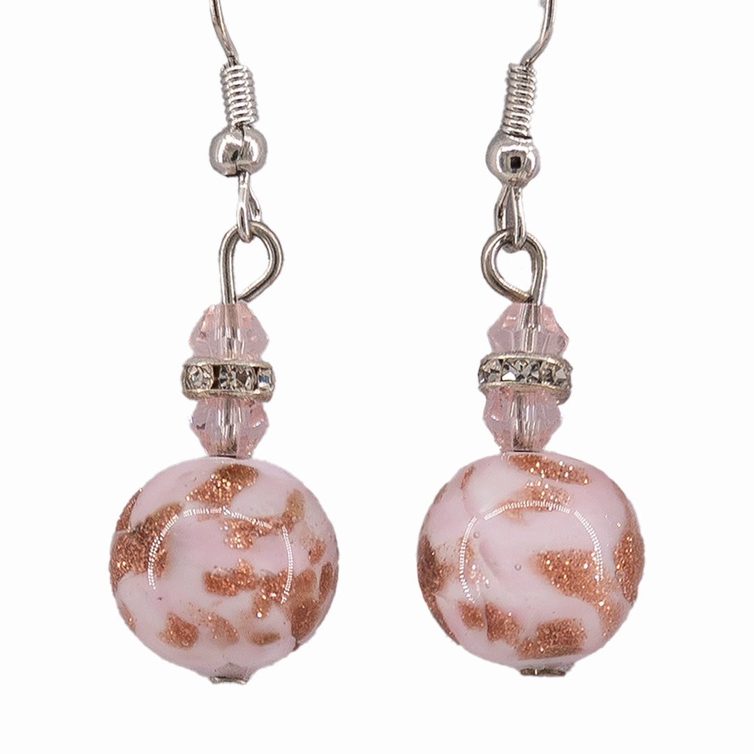 ORECCHINI PERLA MURRINA IN VETRO DI MURANO ROSA