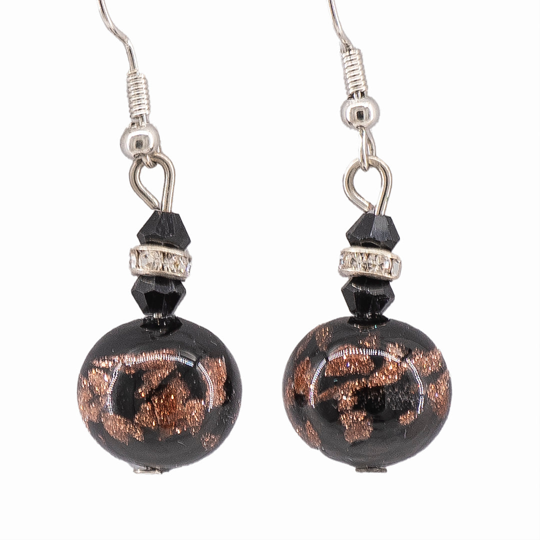 ORECCHINI PERLA MURRINA IN VETRO DI MURANO NERO