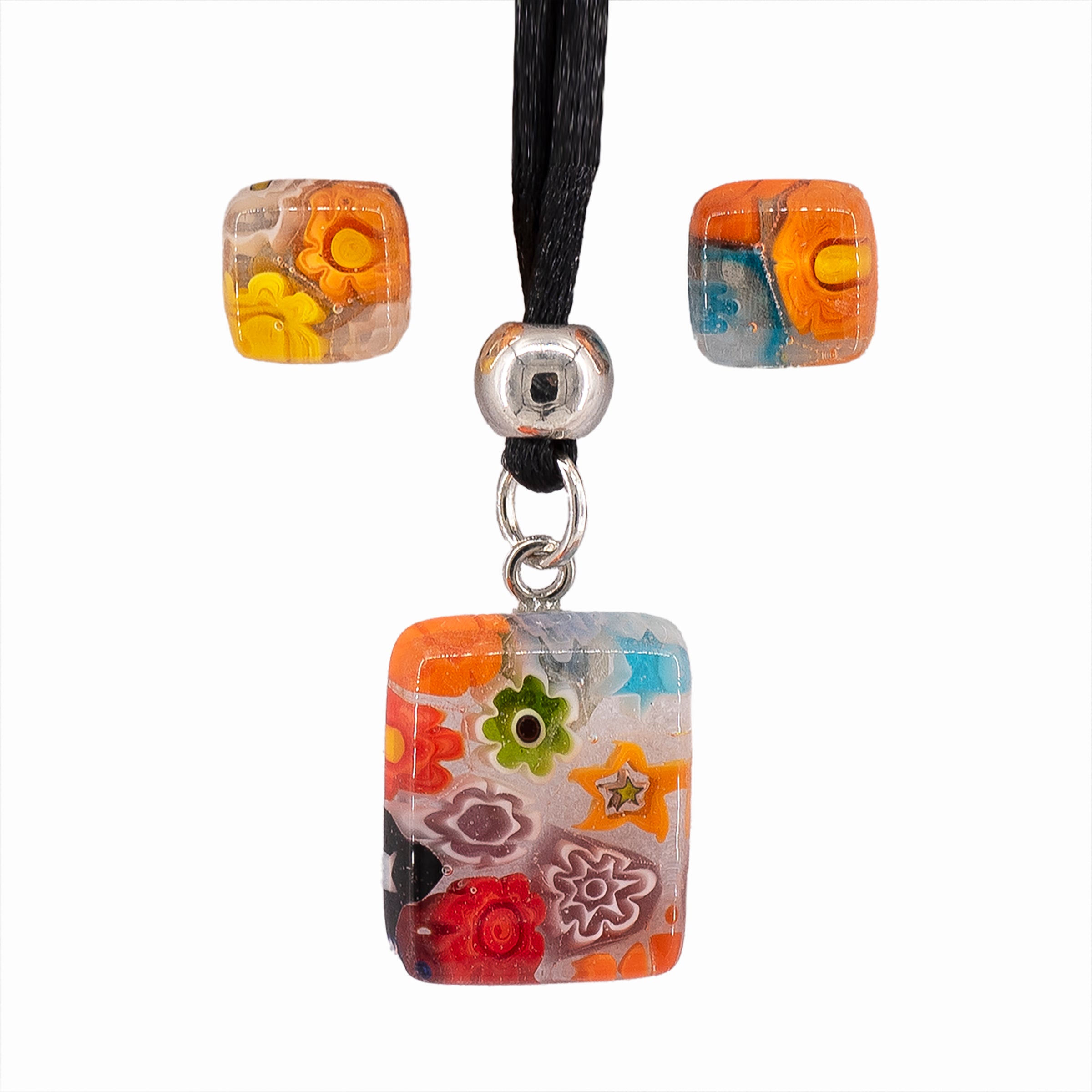 PARURE IN PIASTRA IN VETRO DI MURANO MULTICOLOR - Sceltixte